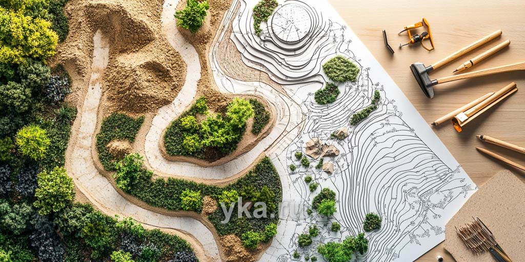 Детальная проработка плана вертикальной планировки с элементами макетирования Детальная проработка плана вертикальной планировки с элементами макетирования