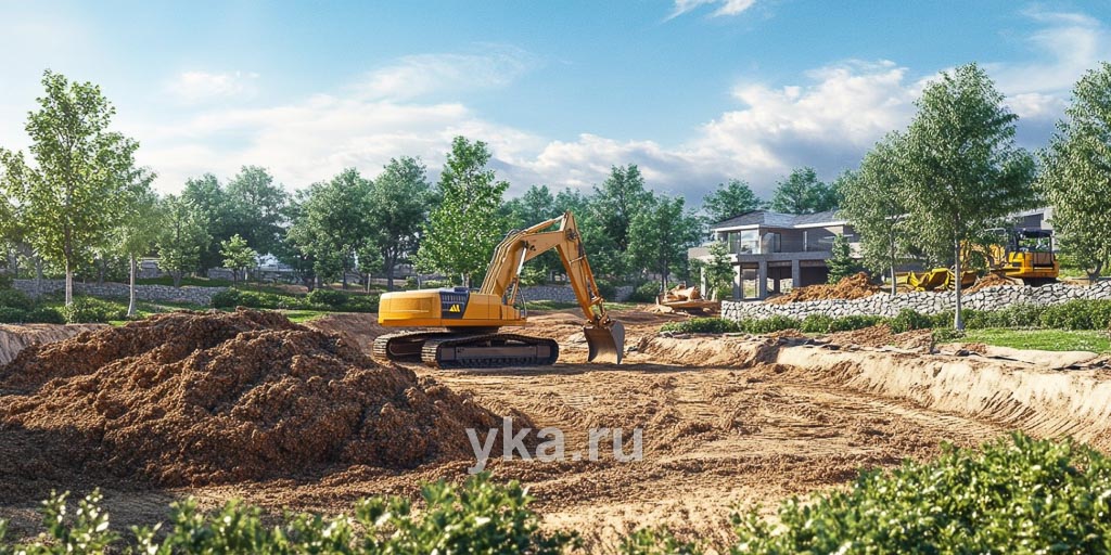 Начальная стадия ландшафтного строительства – макропланировка земельного участка Начальная стадия ландшафтного строительства – макропланировка земельного участка
